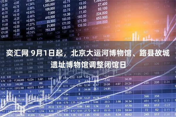奕汇网 9月1日起，北京大运河博物馆、路县故城遗址博物馆调整闭馆日